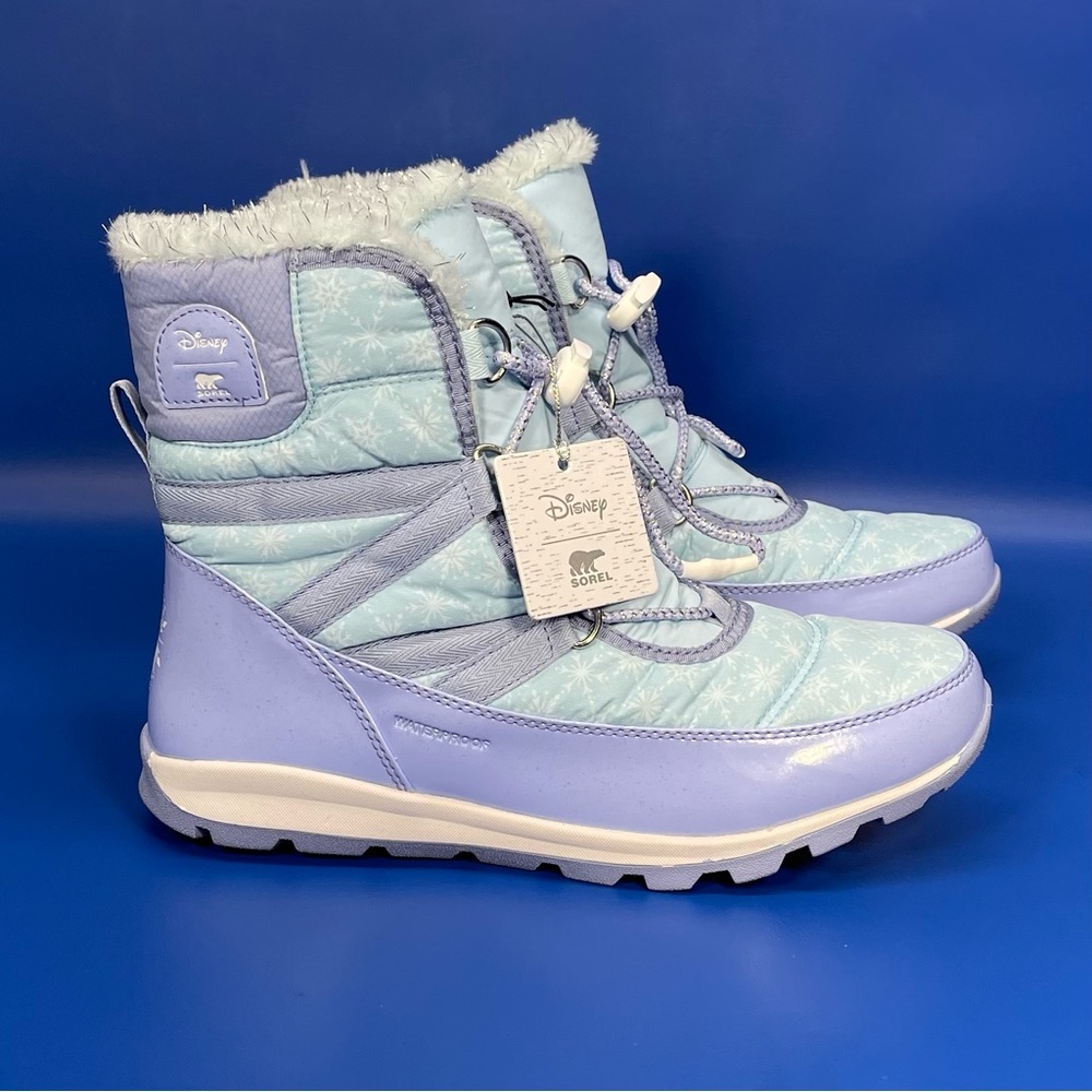 NEW Sorel x Disney Frozen 8” Waterproof Boots Youth 7 Blue (-25 Degree Rating)